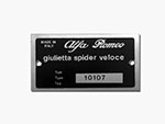 Targhetta Alfa Romeo 101.07 Giulietta Spider Veloce