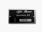 Targhetta Alfa Romeo 101.26 Giulietta SZ