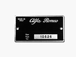 Targhetta Alfa Romeo 105.26 Giulia Super 1600