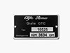 Targhetta Alfa Romeo 105.25 Giulia GTC