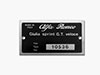 Targhetta Alfa Romeo 105.36 Giulia Sprint GT Veloce