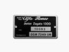 Targhetta Alfa Romeo 105.93 Junior Zagato 1300