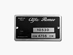 Type label Alfa Romeo 105.30 GT Bertone Junior 1300