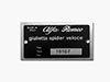 Targhetta Alfa Romeo 101.07 Giulietta Spider Veloce